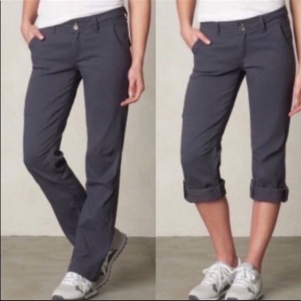 Prana Women’s Dark Gray Stretch Pants / Roll-Up Capris